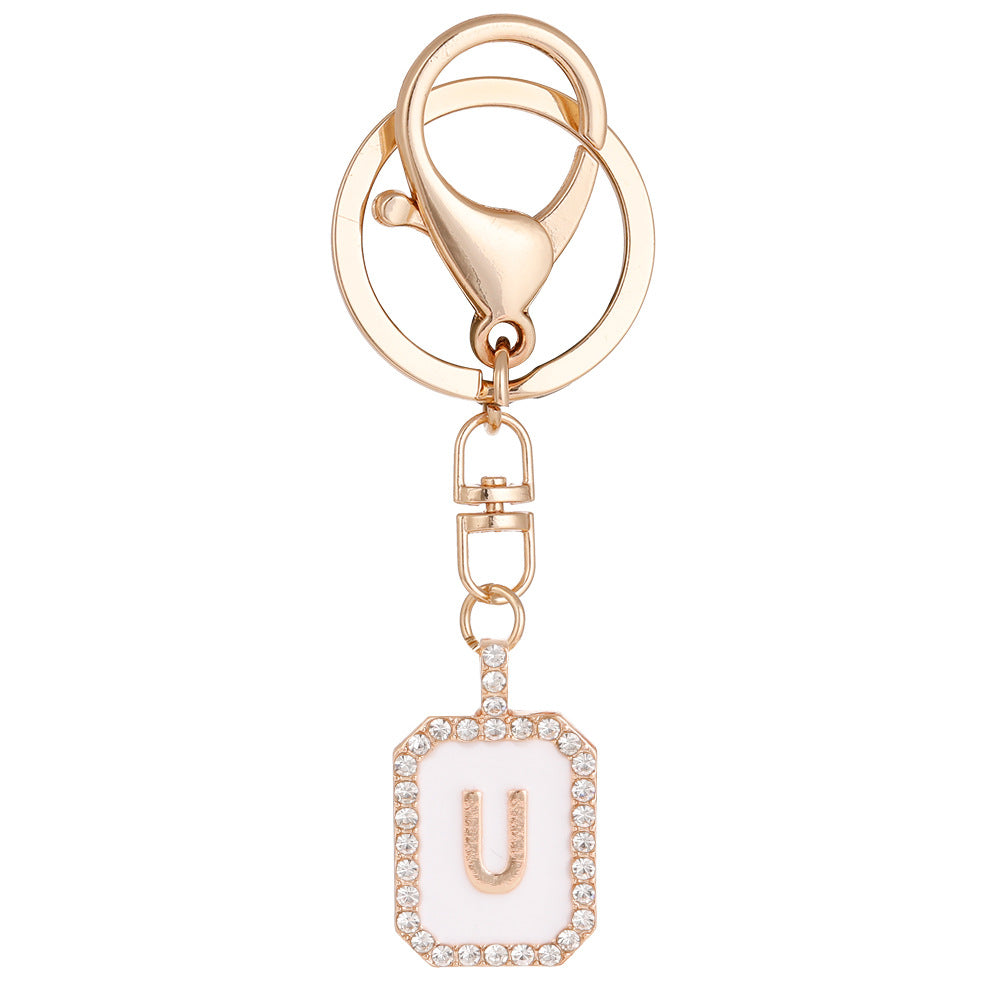 Wholesale 26 Letters Diamond-drip Oil Key Chain